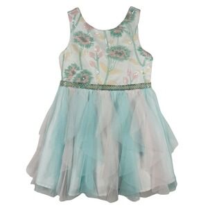 Youngland Sequin Flower Girl Dress Tulle Ruffle Party Sleeveless Size‎ 4